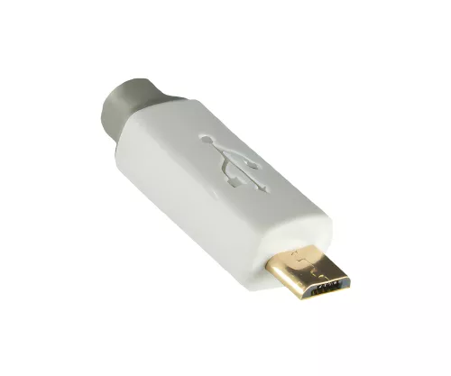 USB HQ cable, A to micro B plug, gold-plated plug, white, DINIC box with Euro hole, 1m